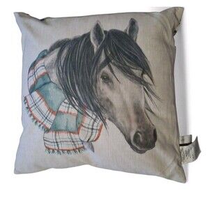 Red Shed Pillow 19.5 X 19.5 Inches Horse Equestrian Throw Pillow Decor